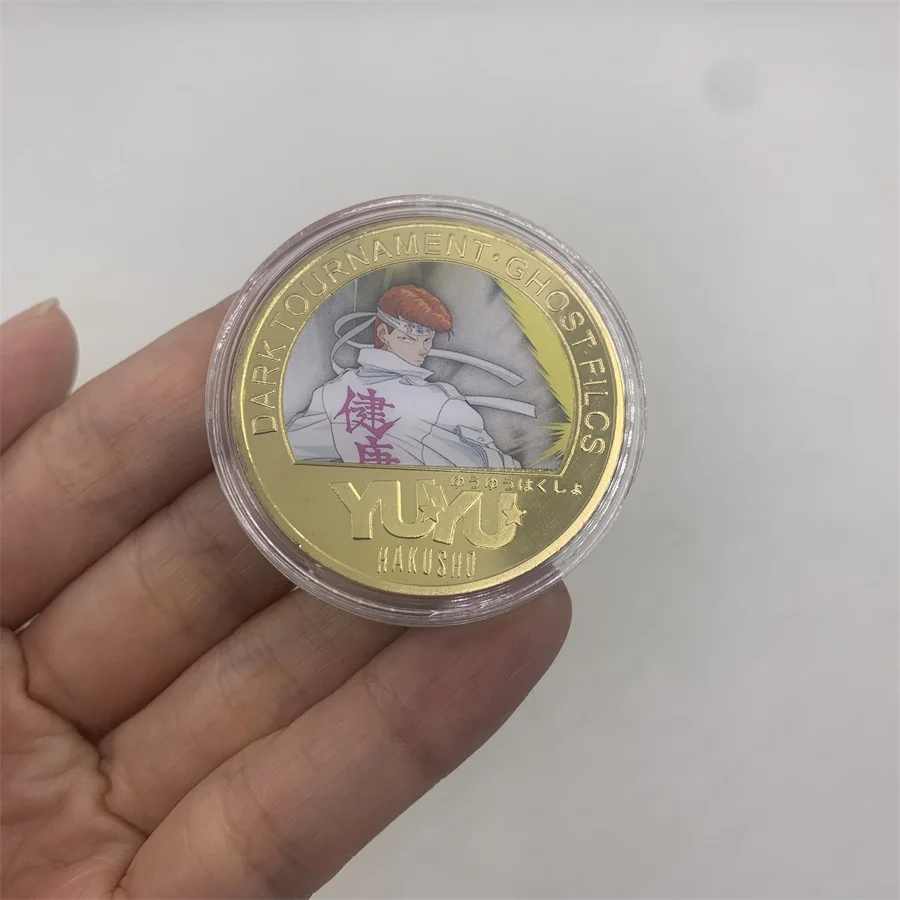 5models Japanese Manga YuYu Hakusho gold coin Anime souvenir badge for fans cartoon show props Urameshi Yuusuke collectilbles
