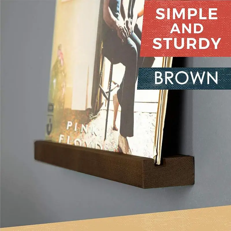 Vinyl Record Display Stand Wall Mounted WoodenShelf Record Holder Hanging Storage LP Holder Unique Gift for Music Lovers