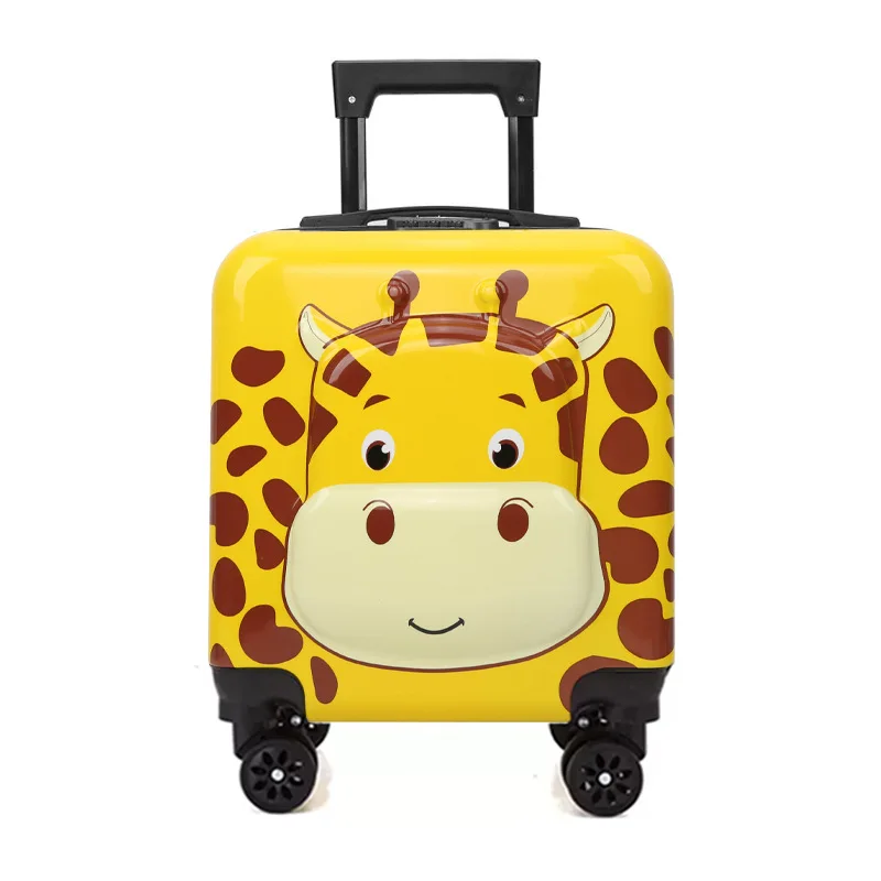 Cartoon Animal Boys Girl Trolley Case 18 Inch Student Suitcase With Universal Wheel Password Zipper Lock For Travel Cute_voghion.com