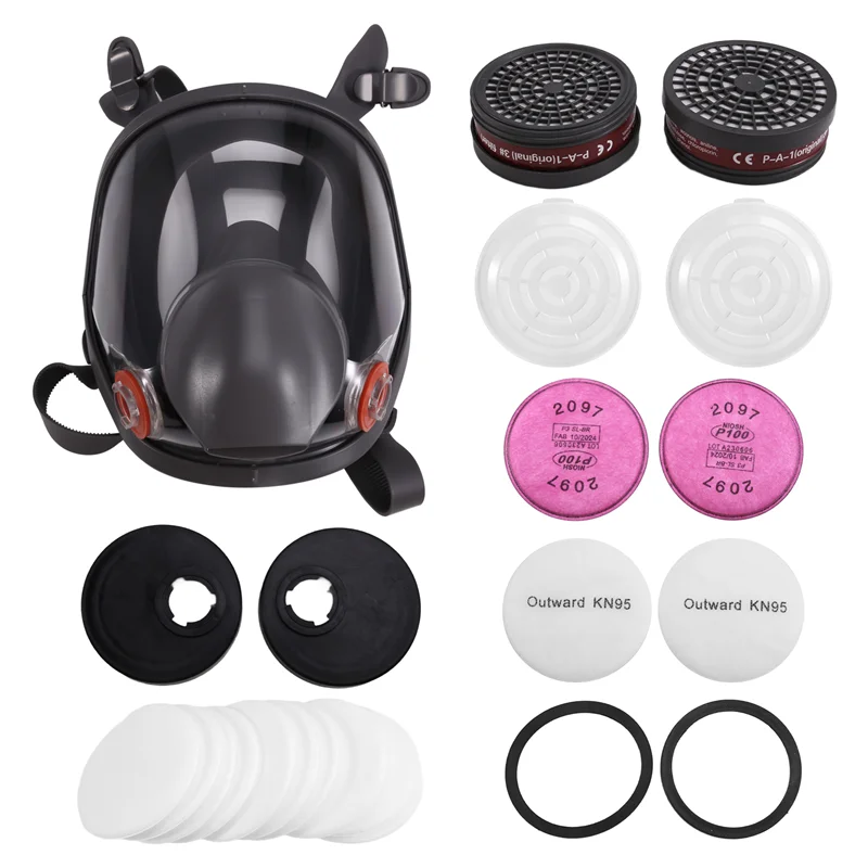 Masque à gaz intégral 6800 avec filtres, protection chimique, noir