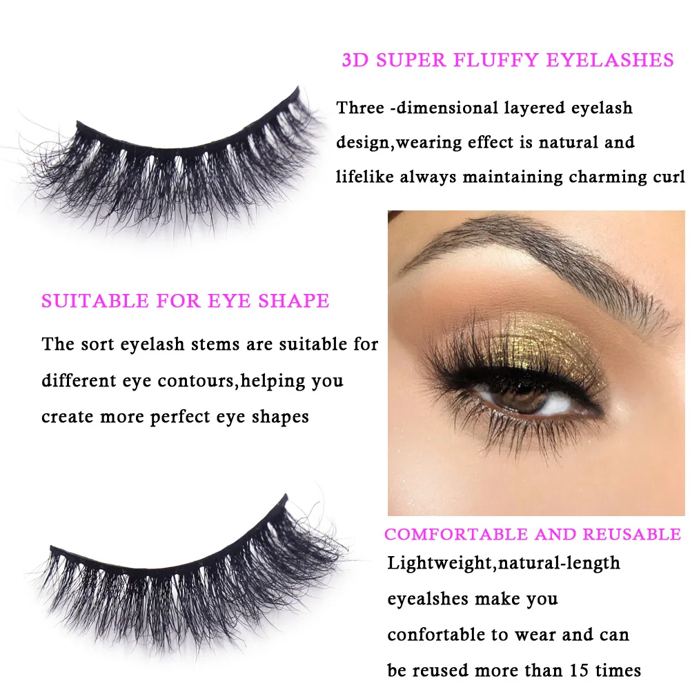 LEHUAMAO False Eyelash 3D Mink Eyelashes Cruelty Free Natural Eyelash Fluffy Long Cross Thick Mink Lashes Handmade Eye Lashes