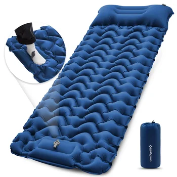 KingCamp Self Inflating Sleeping Pad, Ultralight Inflatable Sleeping Mat With Pillow Built-in Foot Pump For Hiking, Traveling 1