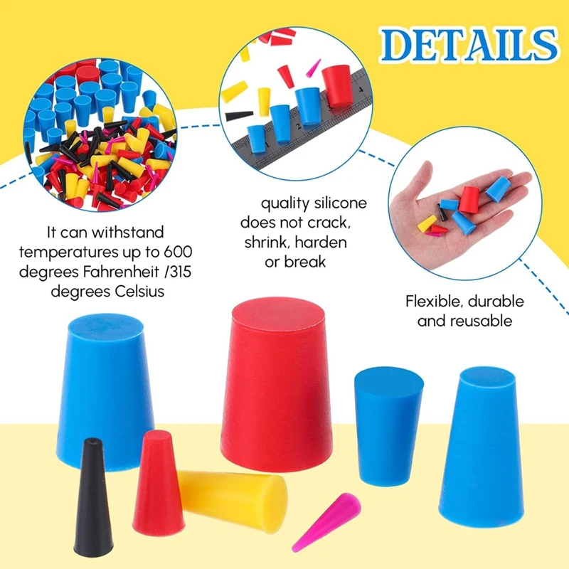 A01F-250Pcs 8 Sizes Silicone Cone Plug Kit Powder Coating Kit Air Conditioner Drain Cone Plug For Powder Coating