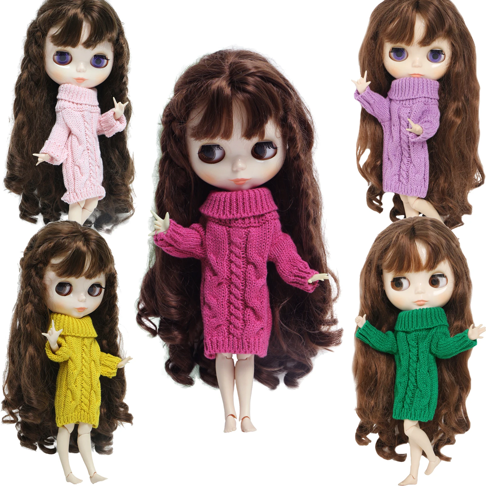 Barbie Doll Clothes Doll Clothes Accessories Doll Clothes Doll Accessories 1 Set Winter Knitted Sweater Dresses For 30cm Girl Doll 11.5 Inch