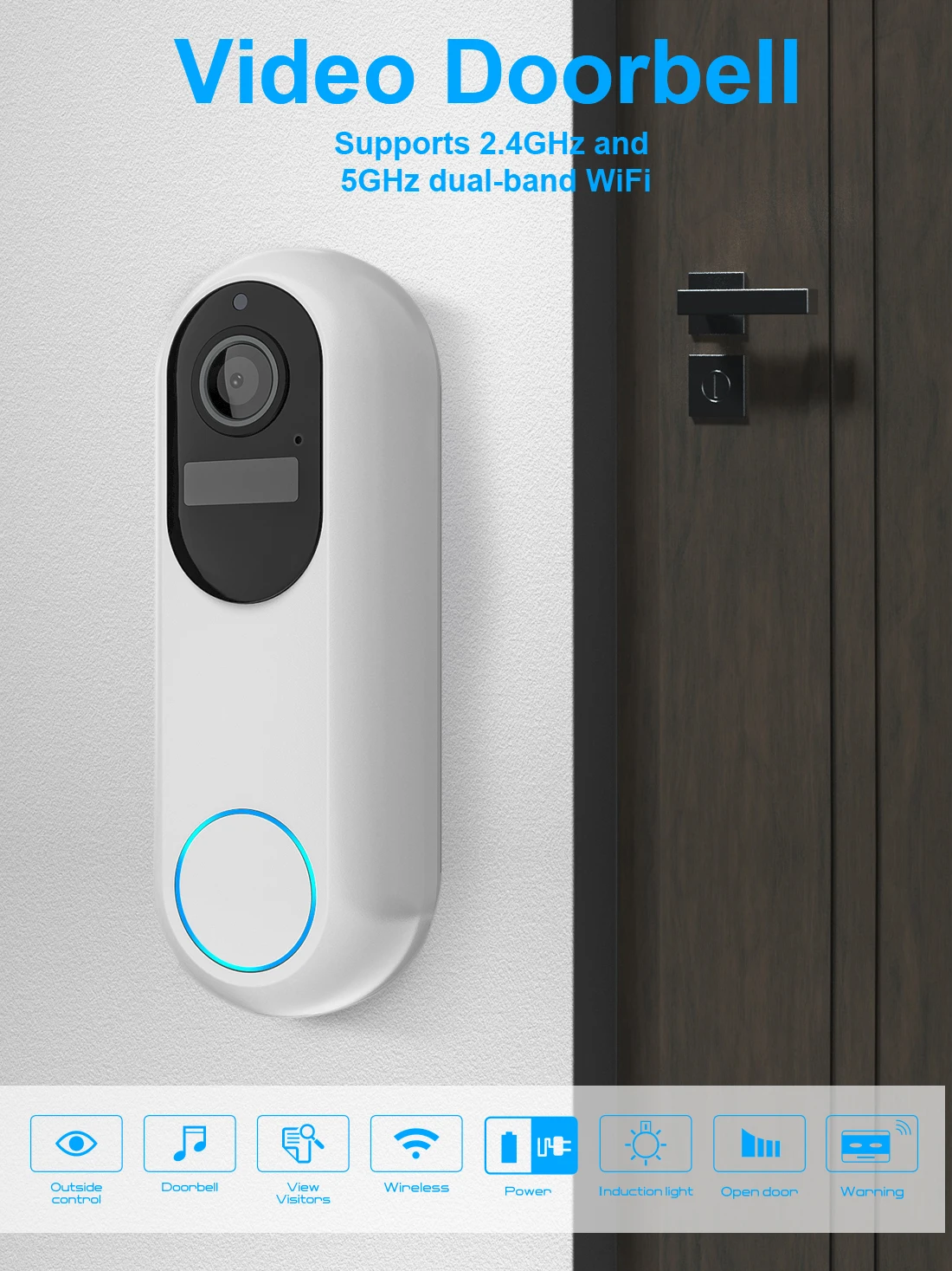 Tuya Smart Video Doorbell Waterproof Night Vision Home Security 1080P Camera Digital Visual Intercom 2.4GHz 5GHz WIFI Doorbell