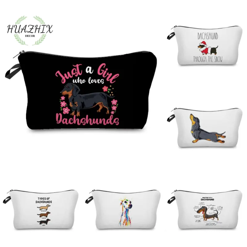 

Sausage Dog Cosmetic Bag Cartoon For Women Make-up Pouch Travel Storage High Quality Pencil Case Elegant Portable Small Purse