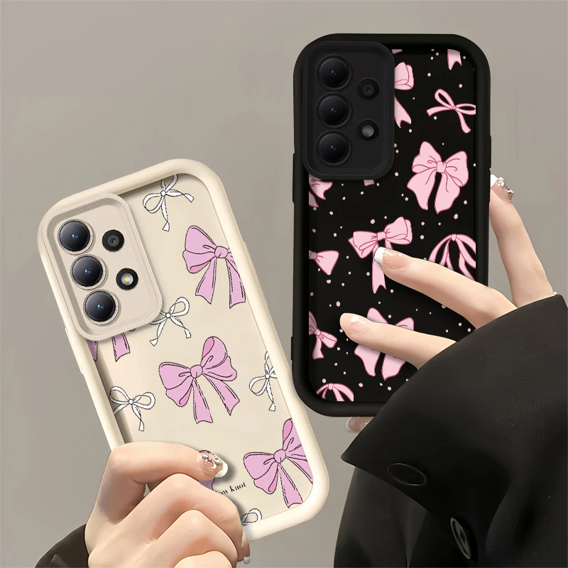 Chic Pink Bow Silicone Phone Case - Cute Korea-Inspired Anti-Drop Cover