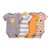 1/4Pcs Newborn Bodysuit Baby Boy Short Sleeve Jumpsuit Cartoon Print Toddler Girl Cotton Clothes 0-12Month Infant Romper Outfits 6