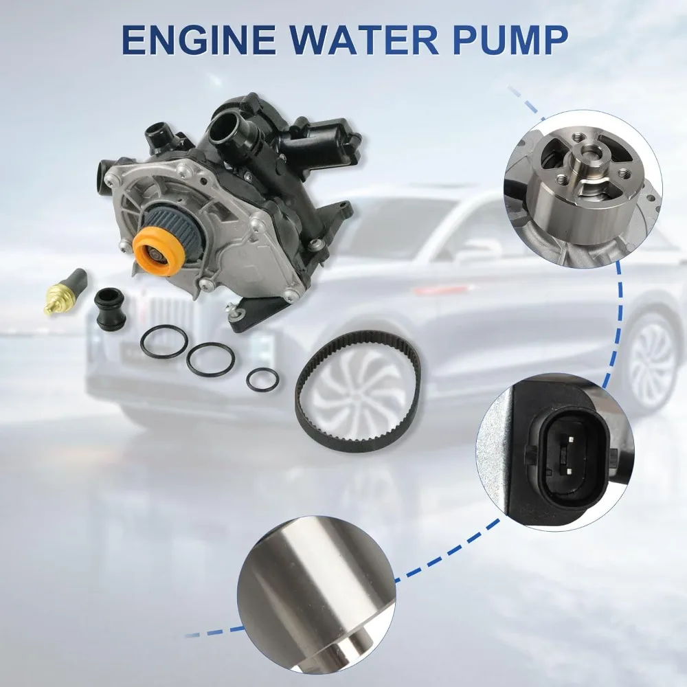 Electric Water Pump with Thermostat Housing for Audi A3 A4 A5 A6 Q3 Q5 Q7 VW Golf Passat Beetle 1.8L 2.0L Engine Cooling System