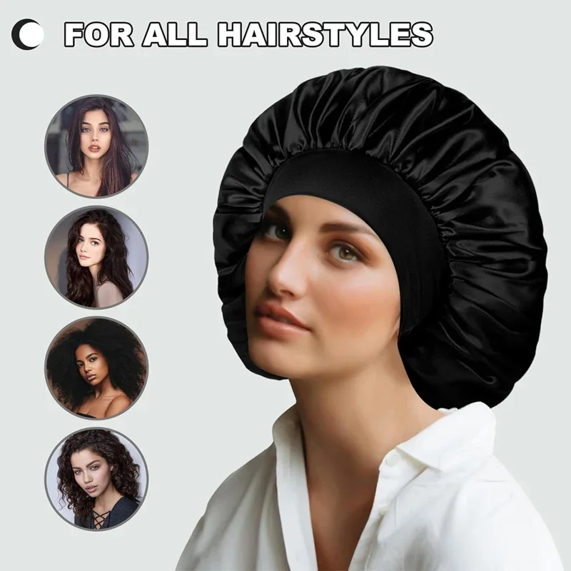 Satin Headband 1 Large Silk for Sleeping Elasticized Soft Strap Women's Hair Care Shower Cap