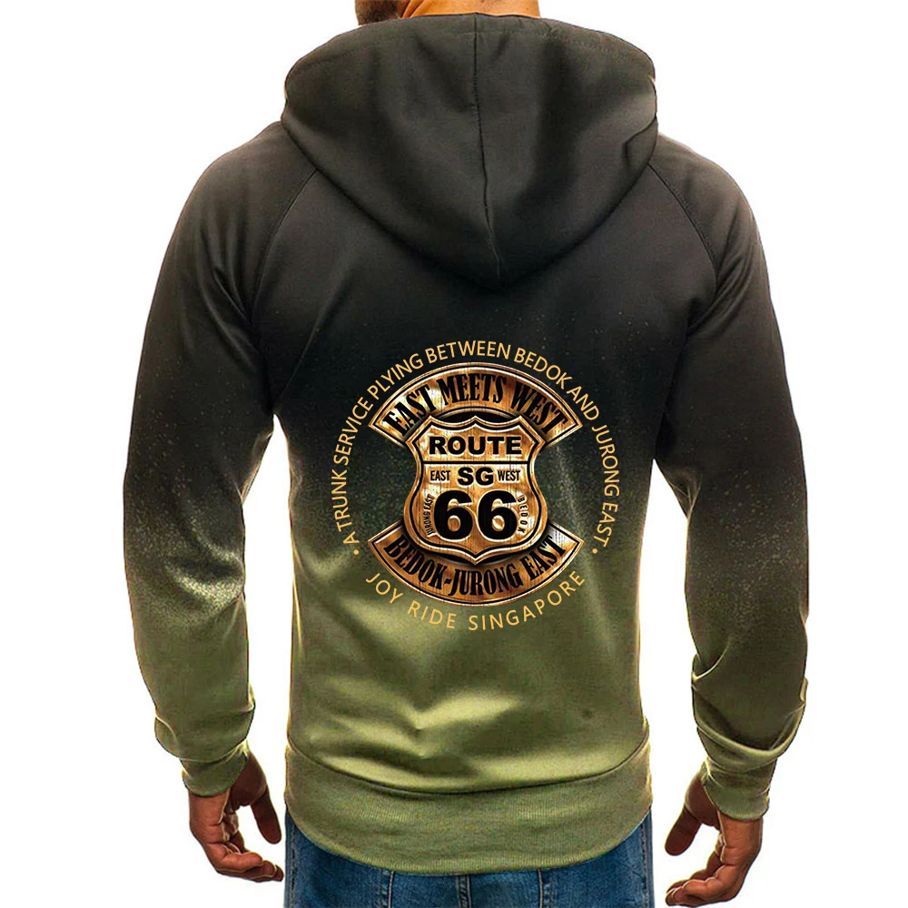 Mens Vintage Route 66 Logo Print Hooded Jacket