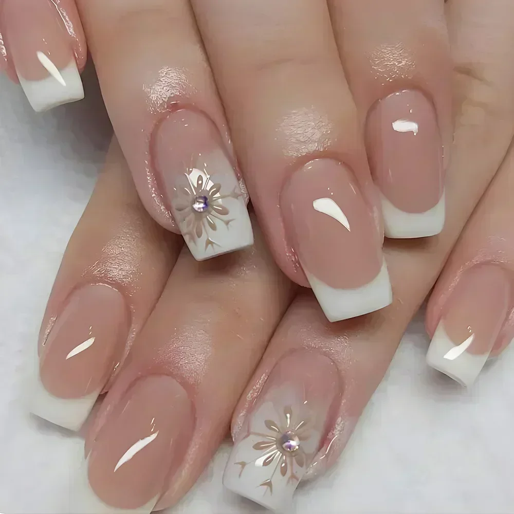 24pcs Fake Nails False Nails Long Square Press on Nails Blue False Nails Wearable Stick-on Fake Nail U&ntilde;as Postizas Накладные Ногти Faux Ongles