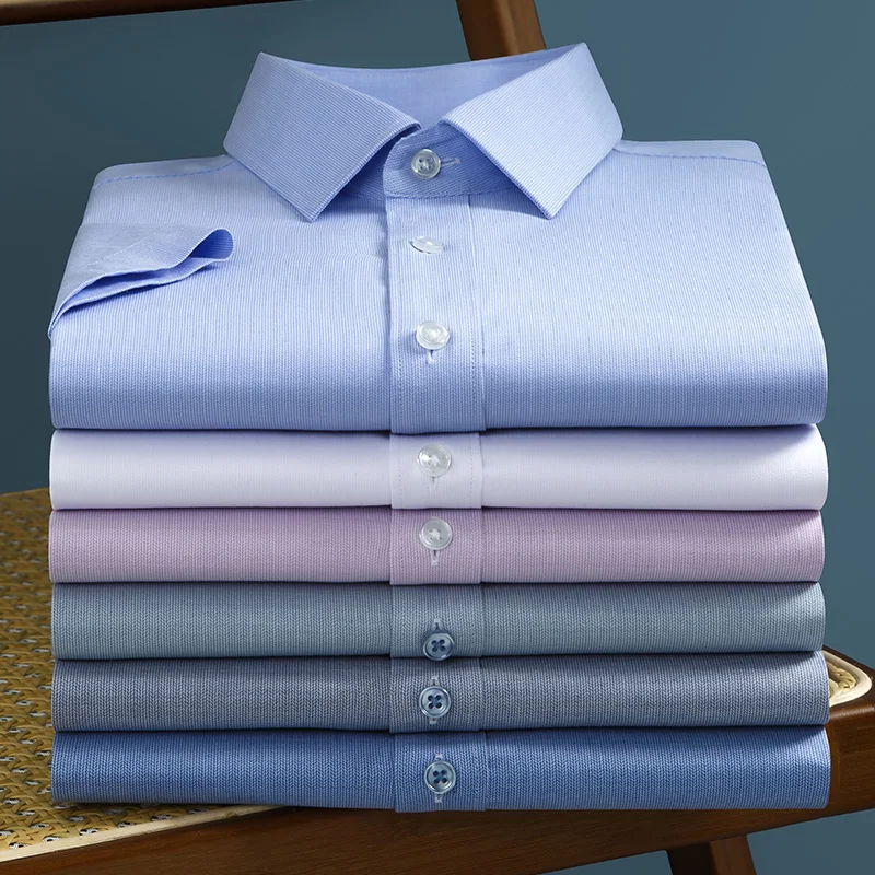 Hight qulity solid color summer short sleeve shirts for men slim fit formal shirt office business clothes free shipping items