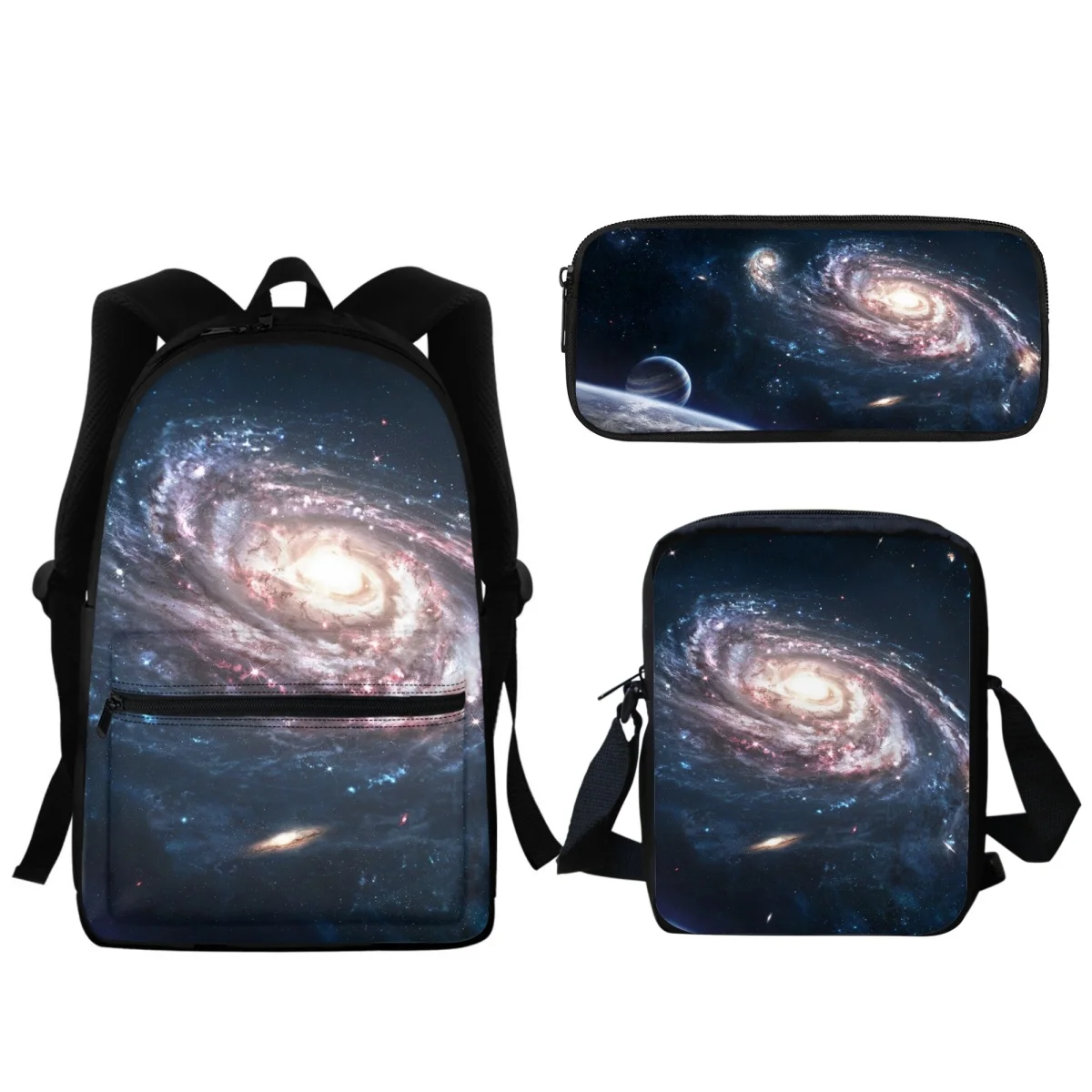 

3D Printing Galaxy Kids Backpack School Bag Set for Teen Kids Boys Girls SchoolBags Bookbags Pencil Case Stationery Gift New