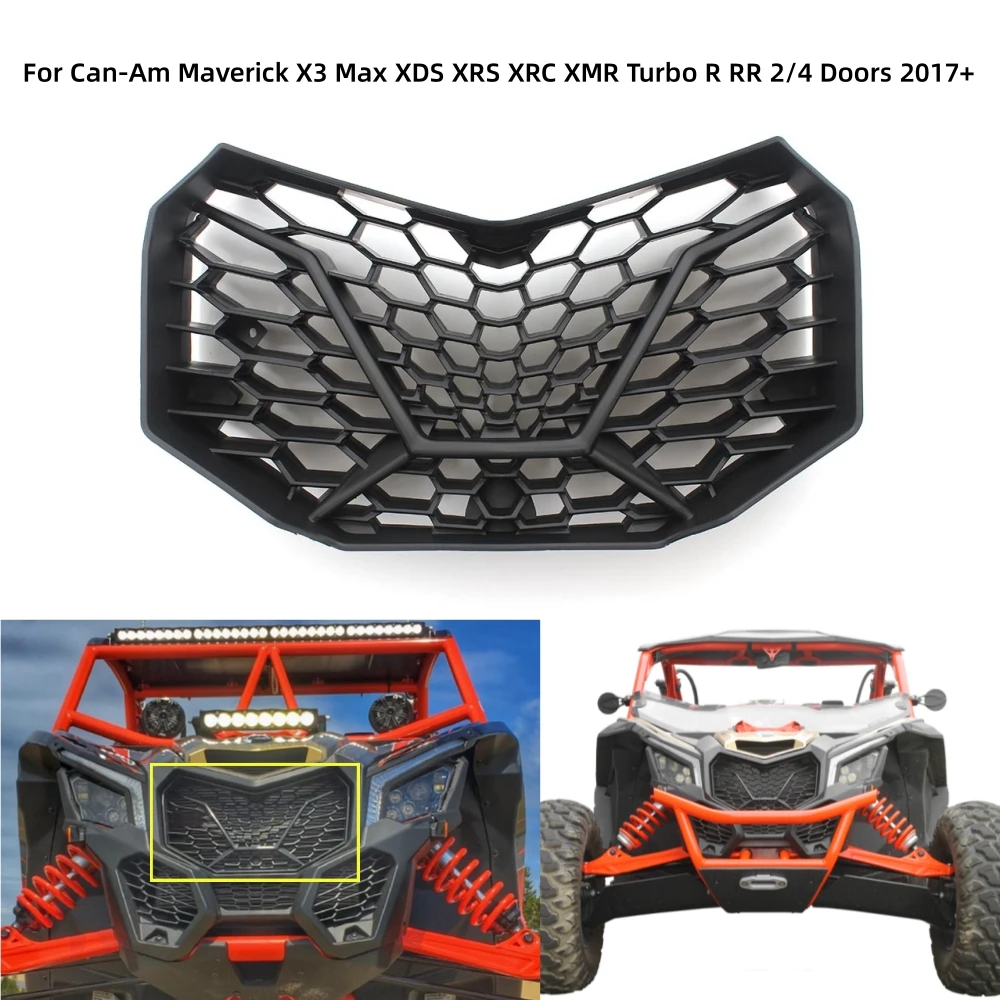 UTV Accessories Matte Black Front Grilles Main Mesh Grille For Can-Am Maverick X3 Max XDS XRS XRC XMR Turbo 2/4 Doors 2017-2023 car front grille matte black grille replacement for seat leon mk2 1p1 2006 2009