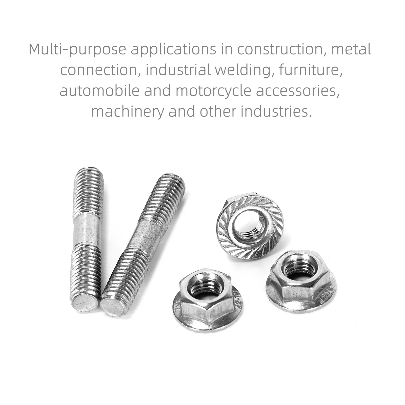 10Sets 304 Stainless Steel Double End Threaded Bolt Nuts Assortment Kit, M8 x1.25 Exhaust Manifold Hardware Kit