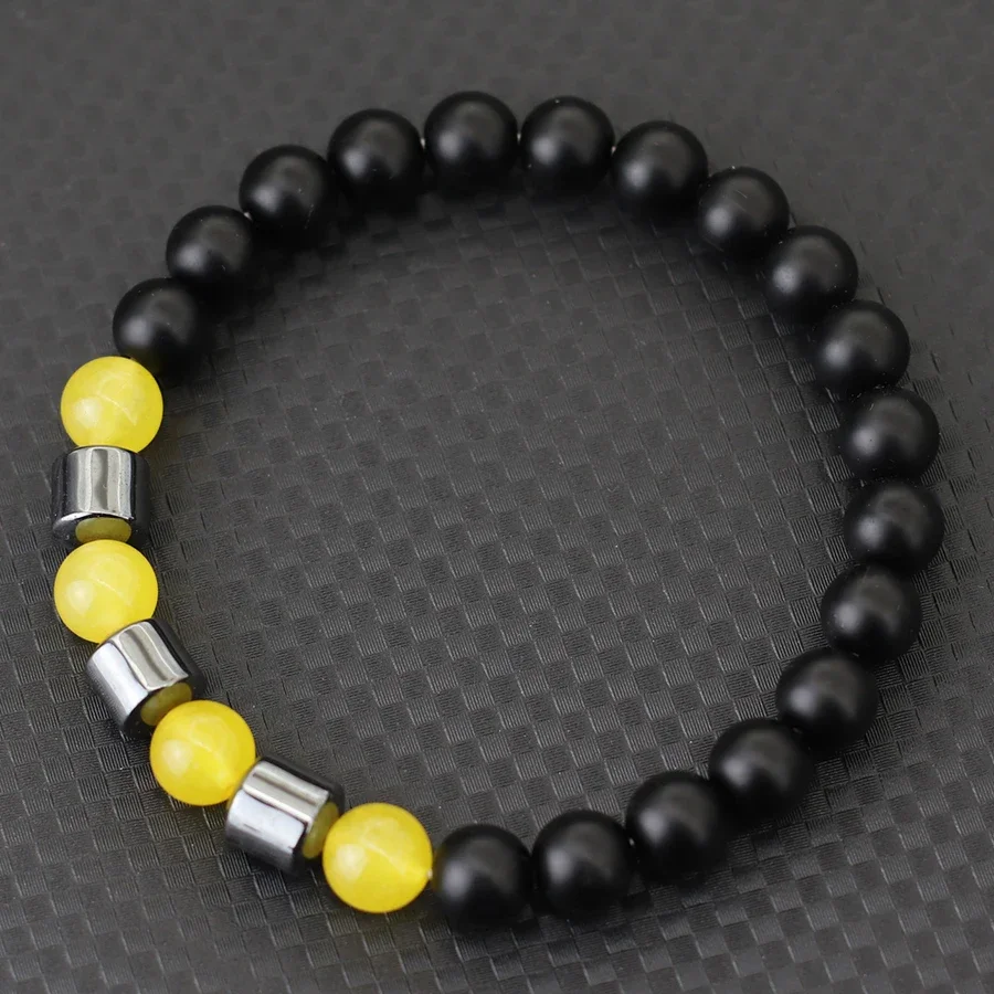 Einzigartiges natürliches buntes Steinarmband für Männer, 8 mm Howlith, Tigeraugen, Hämatit-Perlen, Energie-Armreifen, Meditation, Freizeit, Homme, Joias – Detail 8