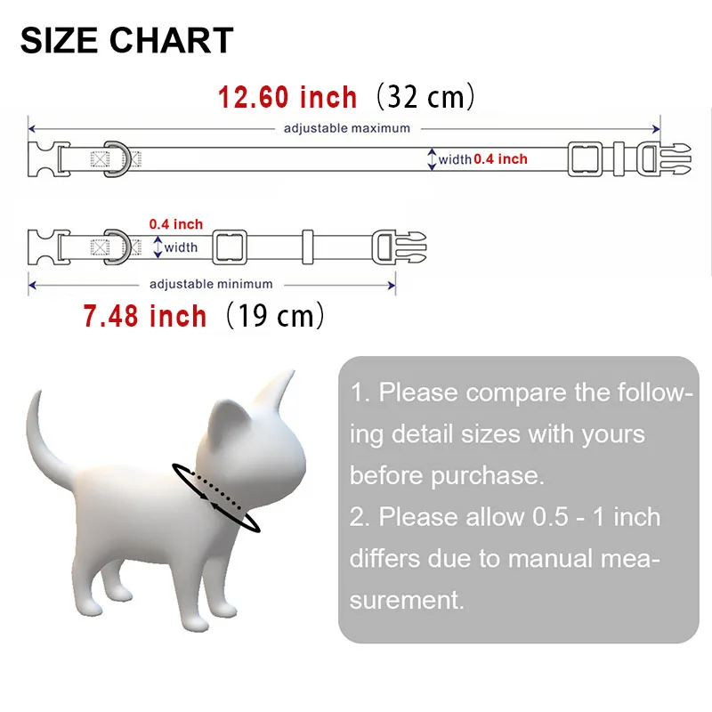 Custom Reflective Cat Collar Personalized ID Adjustable Safety Buckle with Bell Free Engraving Nylon Puppy Kittens Necklace 3