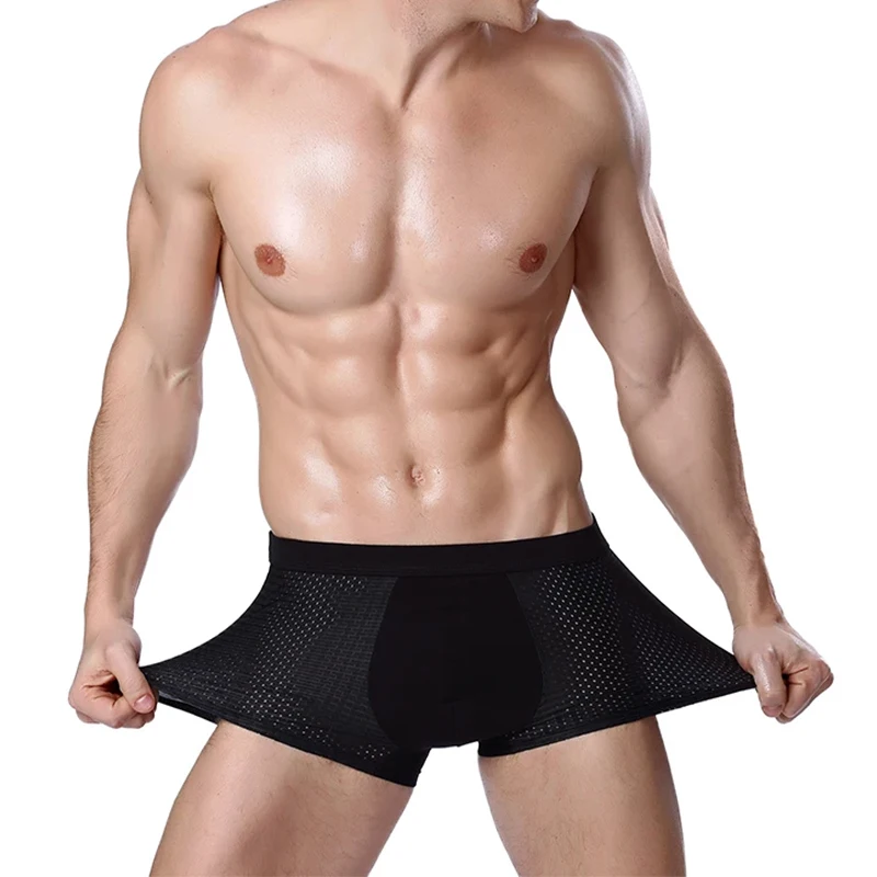 Men Underwear L-8XL Plus Banboo Fiber Male boxer Solid Panties Shorts Breathable Intimate 4pcs