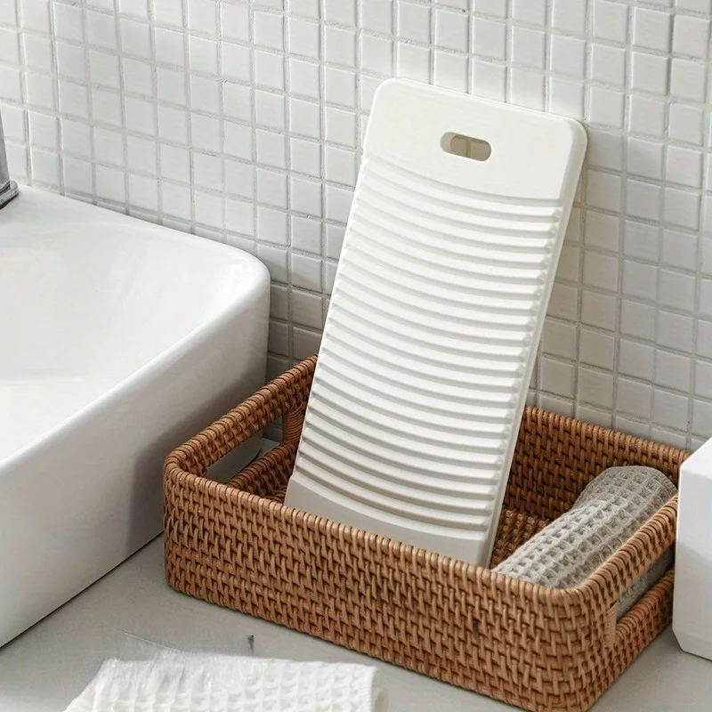 White Scubboards Mini Compact Clothes Cleaning Tool Multi-Purpose Multi-Scene Wave Pattern Laundry Board Scrubbing Board 1PC
