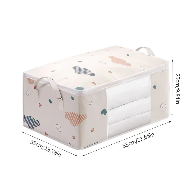Description Picture 6 of item1PCS Storage Bag Clothes Blanket Quilt Sweater Foldable Organizer Box Durable Cartoon Print Winter Clothes Cabinet