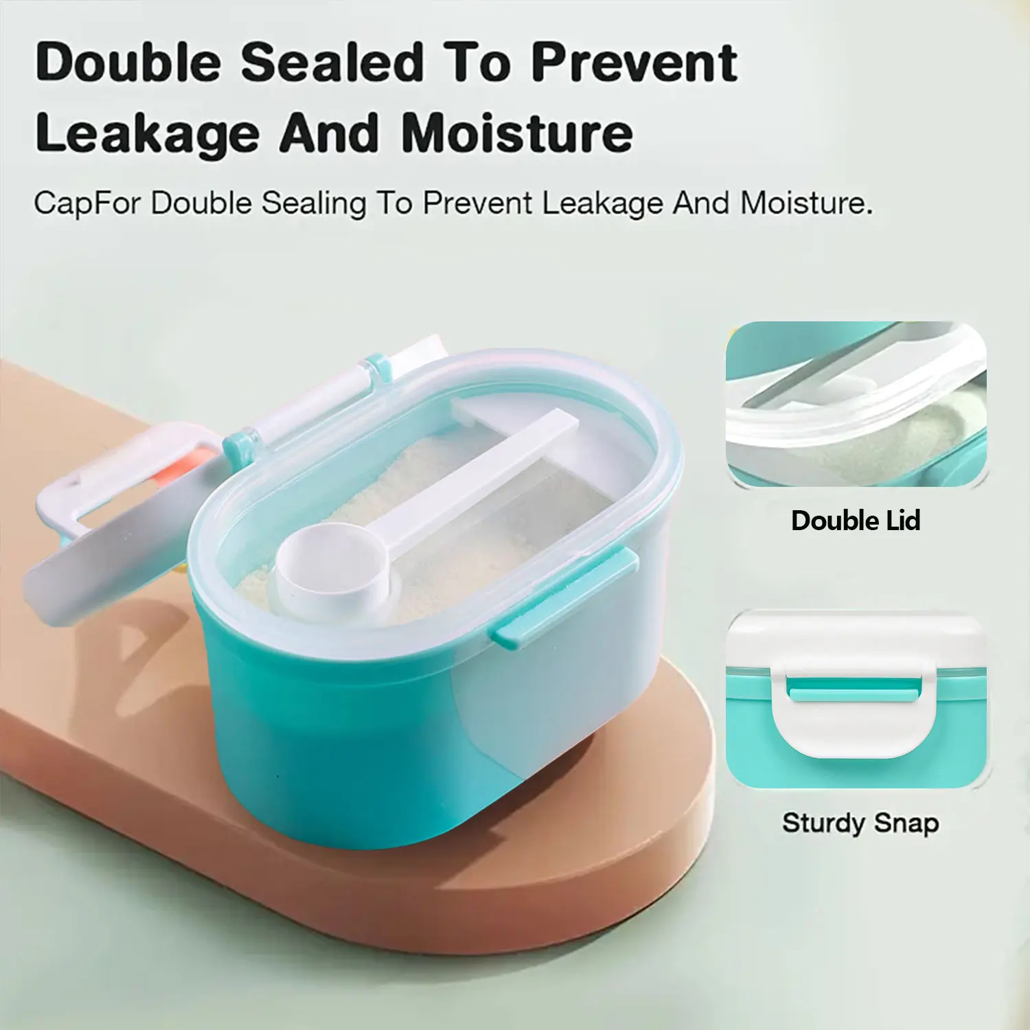 Double-layer Moisture-proof Baby Milk Powder Storage Box With Spoon
