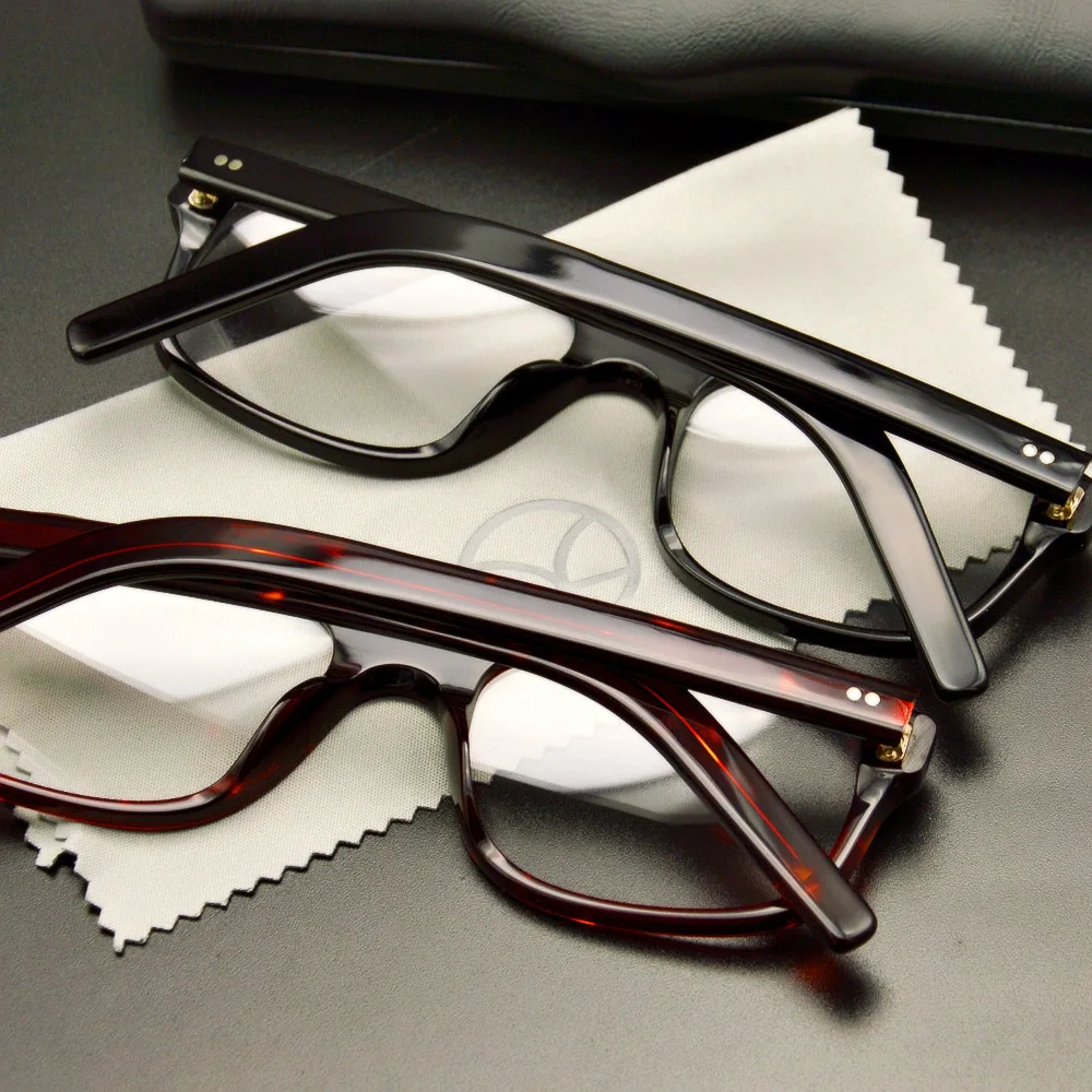 Kingsman Eyeglasses Frame with Case Retro Handmade Acetate Retangle Eyewear for Men Kingsman Agent Eggsy Glasses