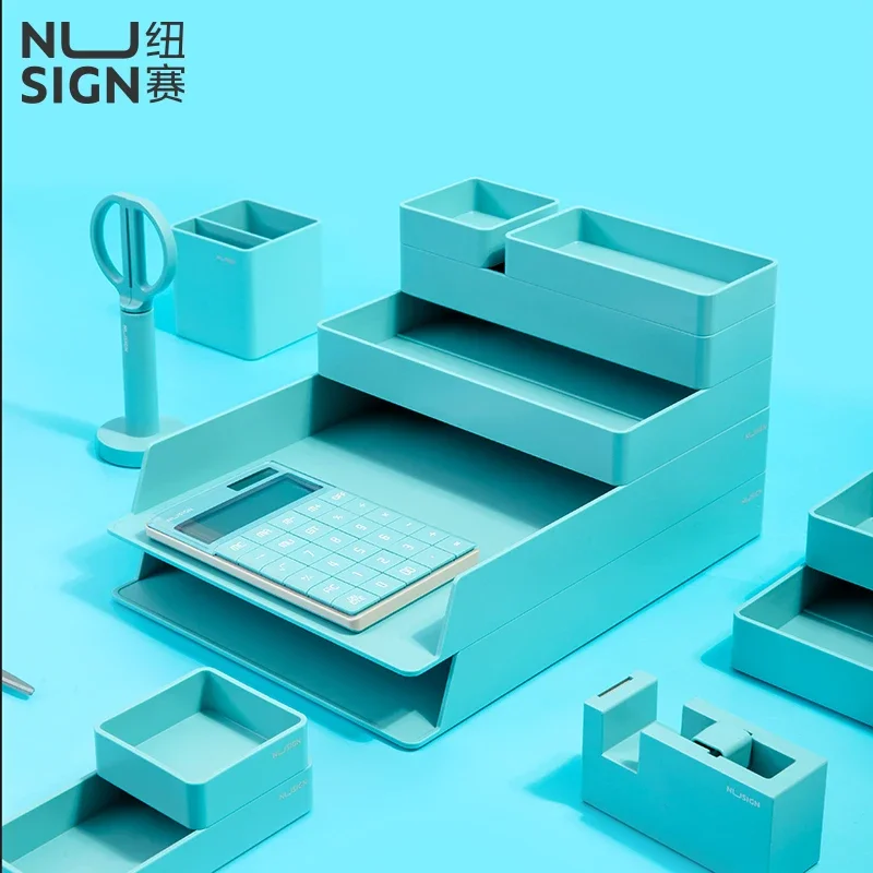 Deli Desk Organizer Set Large Capacity Desk Storage Box Set Pen Holder Finishing DIY Assembly Box For Office School Supplies