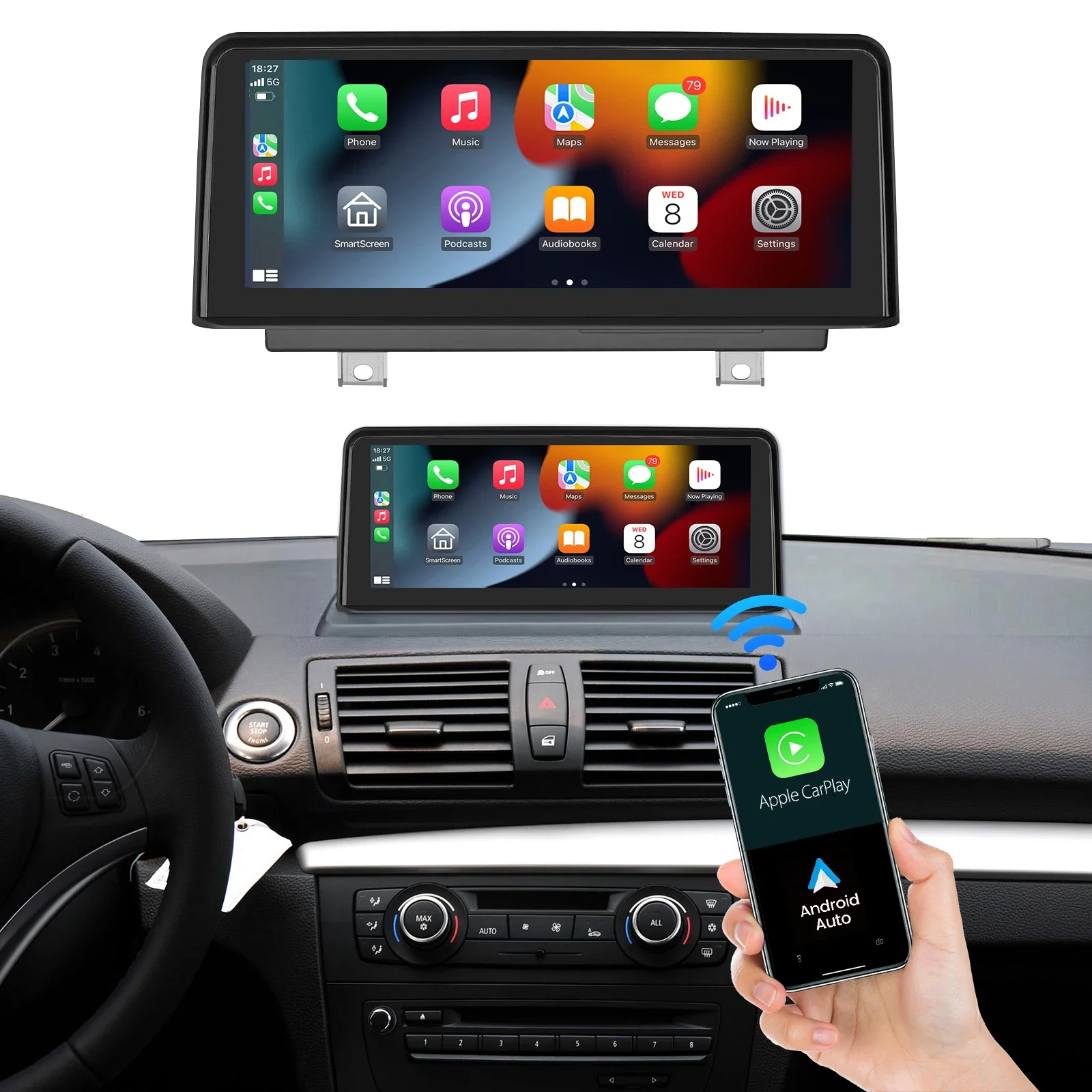 

Wireless Carplay & Android 10.25 Inch Touch screen Car Stereo for BMW 1 Series E81/E82/E87/E88 2004-2008 Year with CCC System