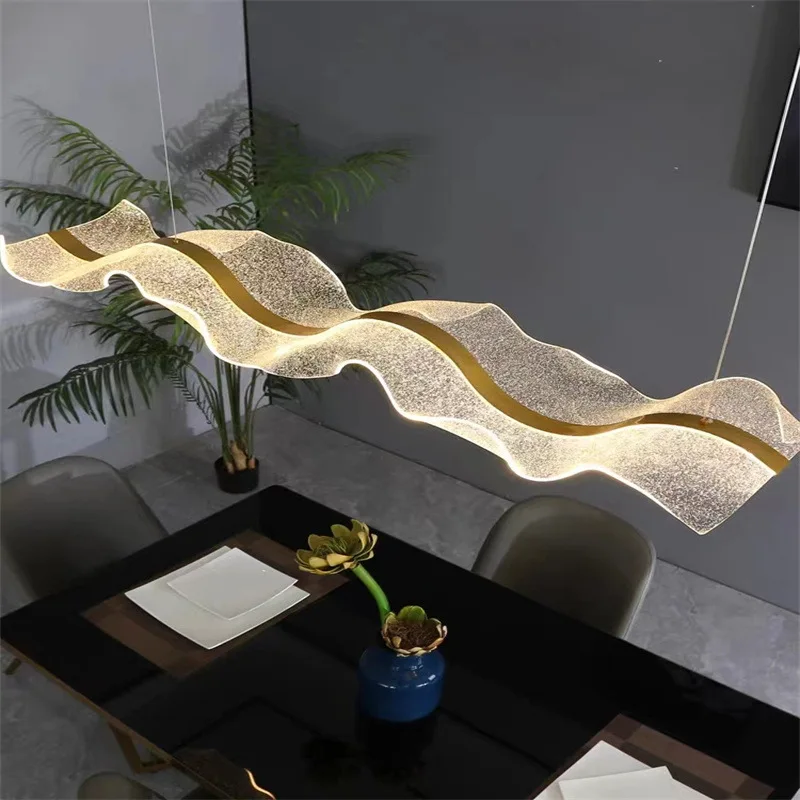 

Nordic Wave LED Pendant Lights Acrylic Black for Table Dining Room Kitchen Island Office Chandelier Home Decor Lusters Fixture