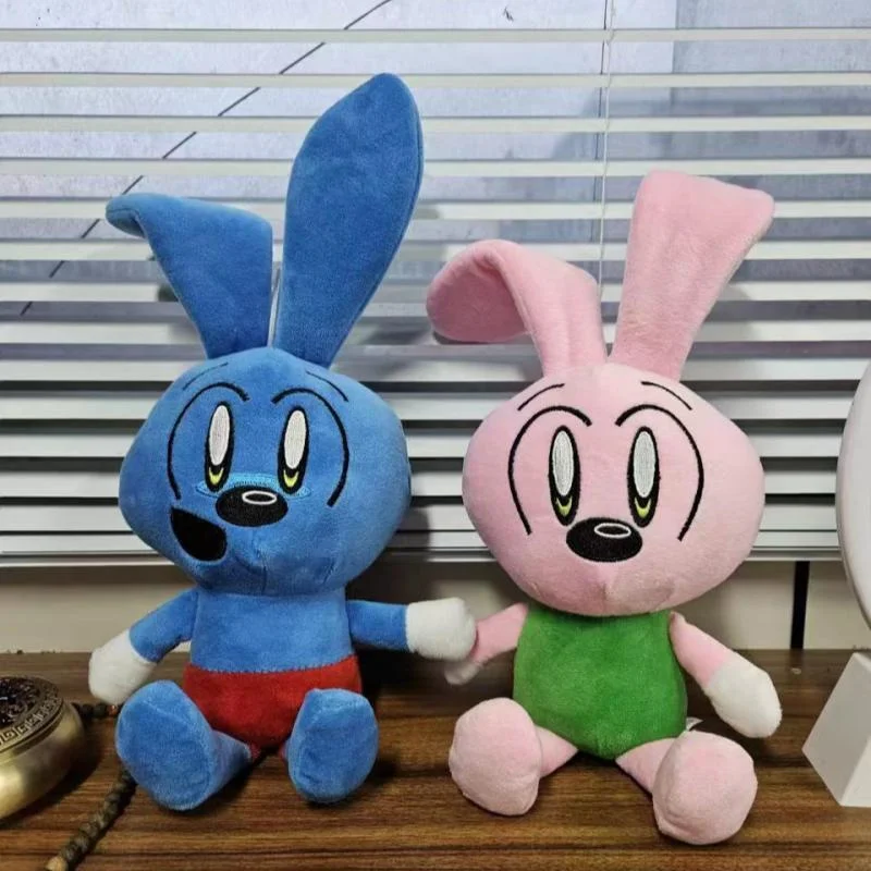 

New Design Cute Kawaii Riggy The Rabbit Plush Doll Toy Cartoon Blue Pink Bunny Stuffed Animals Kids Birthday Christmas Gifts