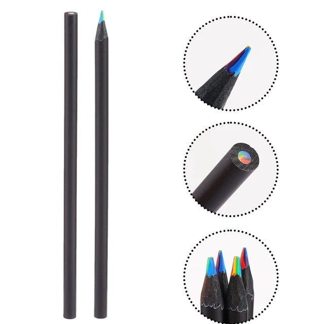 4pcs/pack Kawaii 4 Color Concentric Rainbow Pencil Crayons Colored Pencil  Set Art School Painting Graffiti Drawing