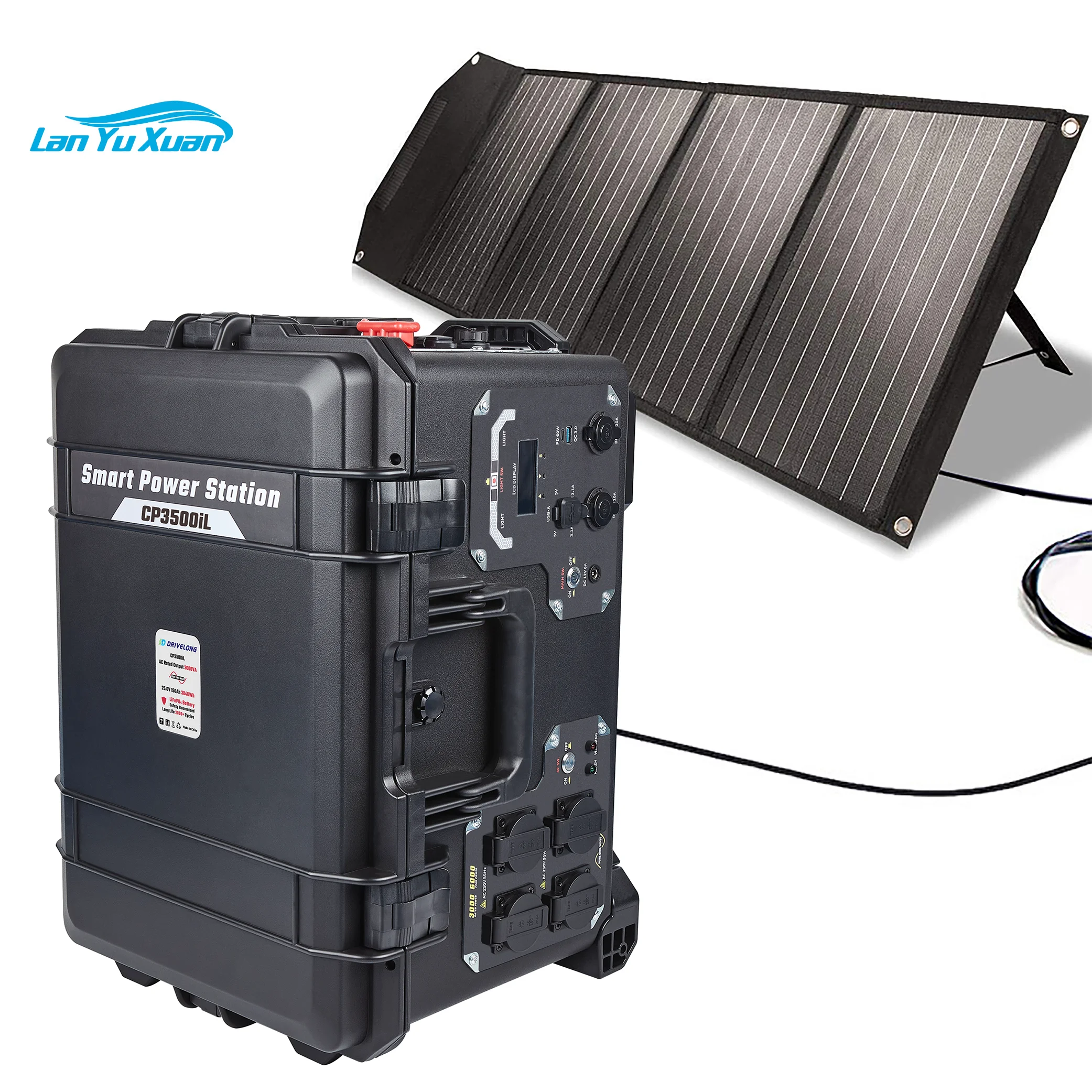 

1000W 2000W 3000w Portable Solar Wind Hybrid Power Generator, Mobile Battery Power Station With Folding Solar Panels