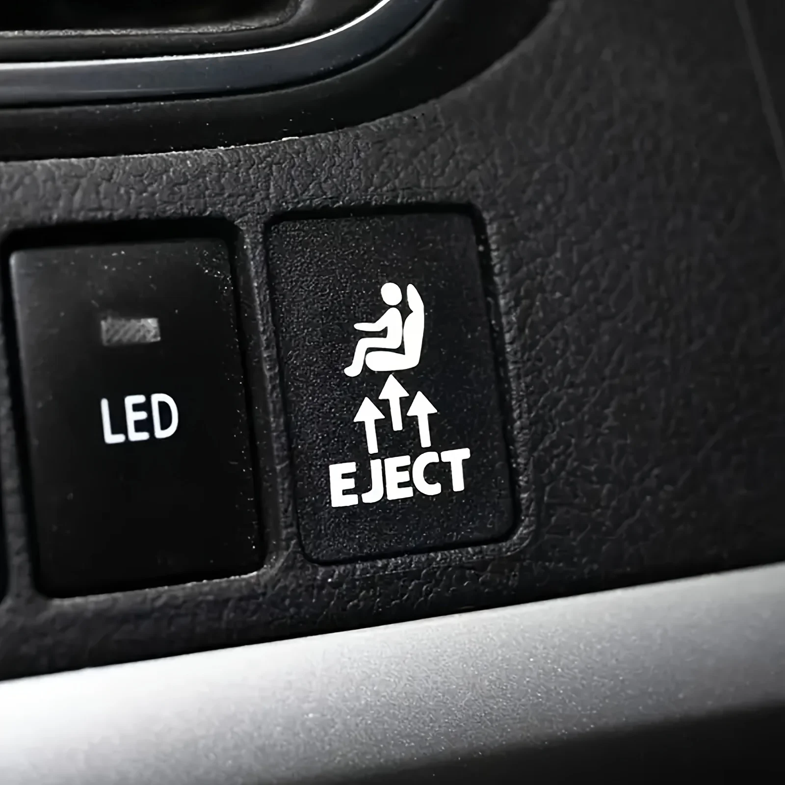 Graphic Eject Button Decals for Car Switch Panels - Set of 6, Durable PVC, Self-Adhesive