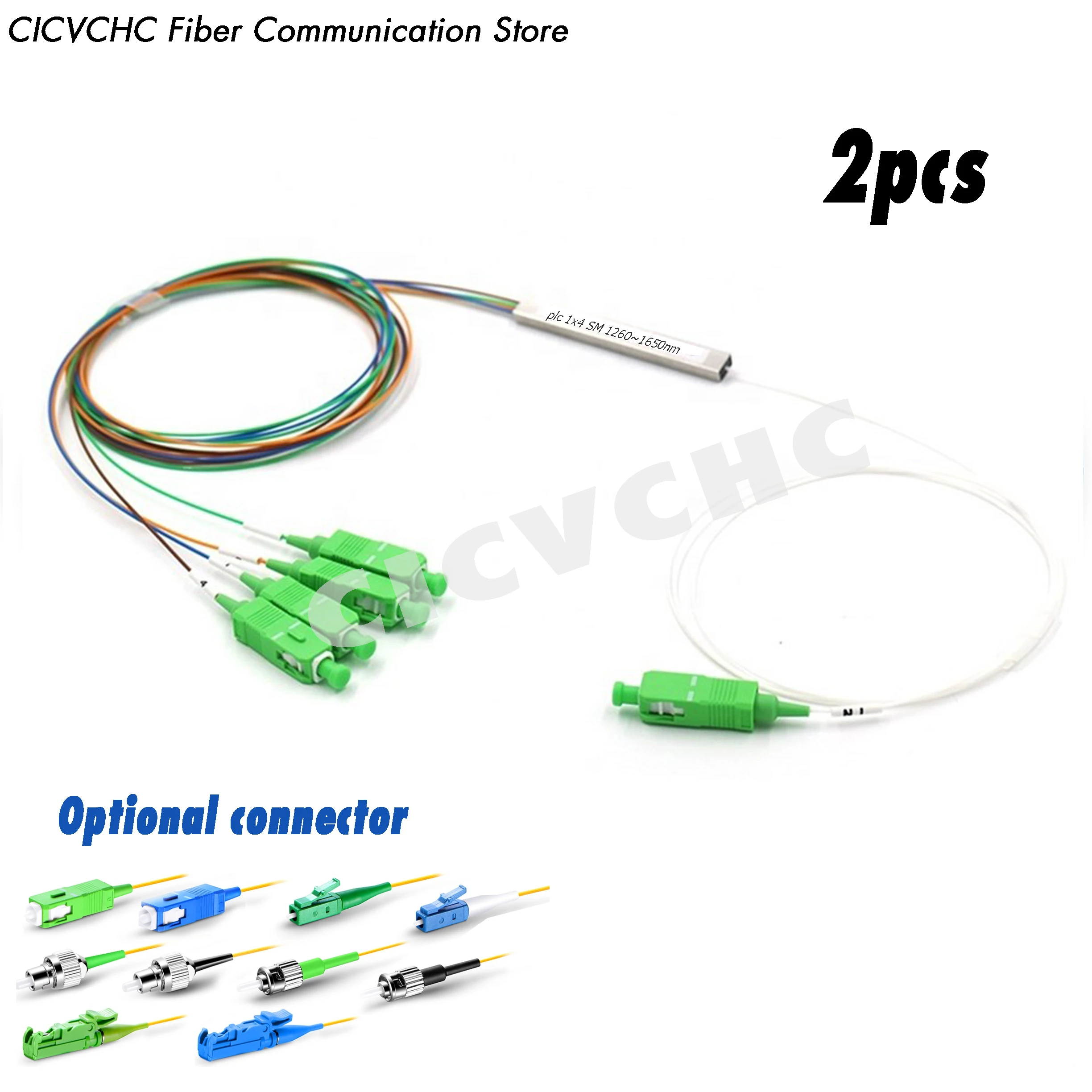 2pcs 1x4 PLC Fiber Splitter, Mini Module with SC, LC, FC，ST, LSH connector, 1m fanout 2pcs 16 fibers mpo apc loopback module single mode os2 with elite or standard loss