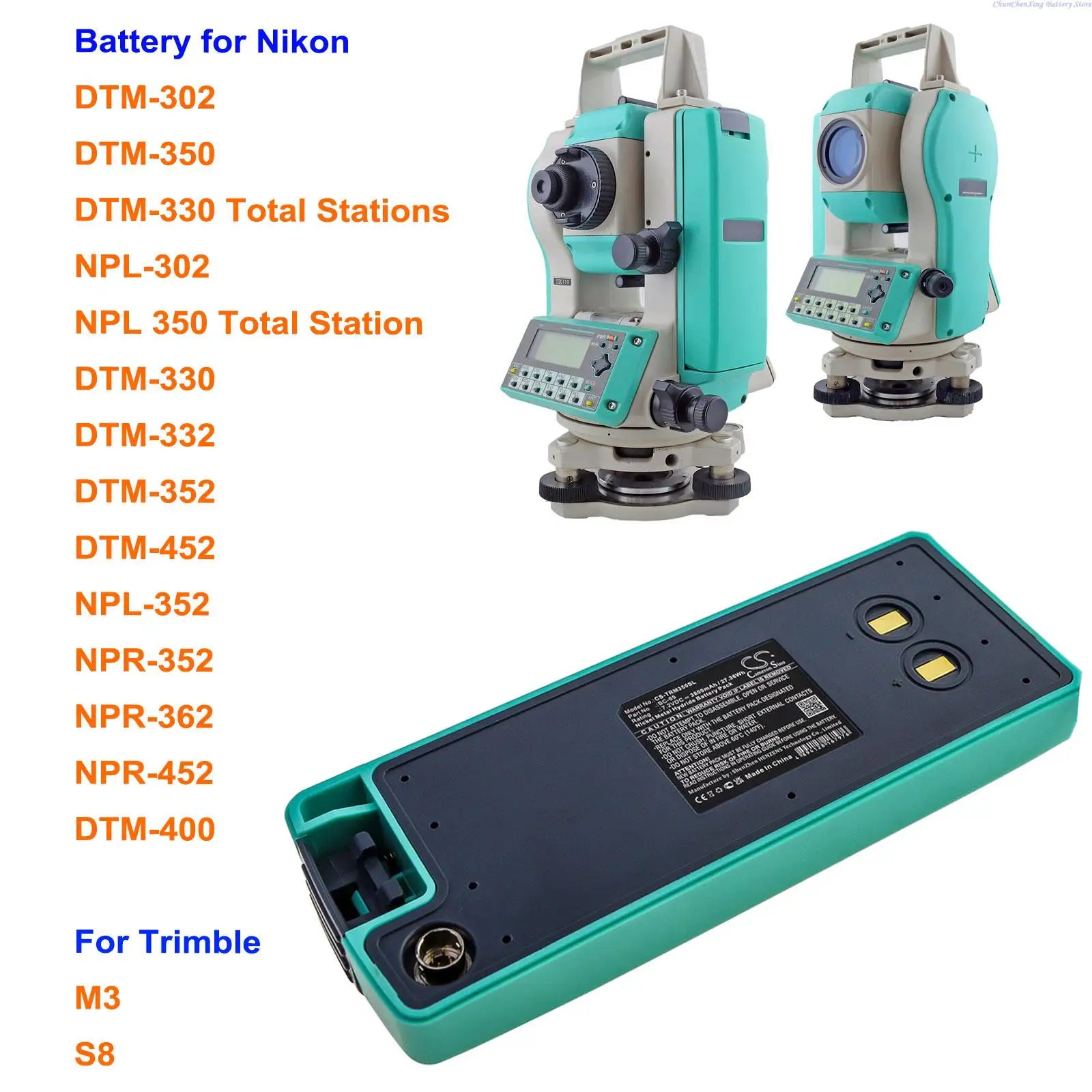 

Cameron Sino 3800mAh Battery for Nikon DTM-302,DTM-330,DTM-350,NPL-302,DTM-332,DTM-352,DTM-452,NPL-352,NPR-352,For Trimble M3,S8