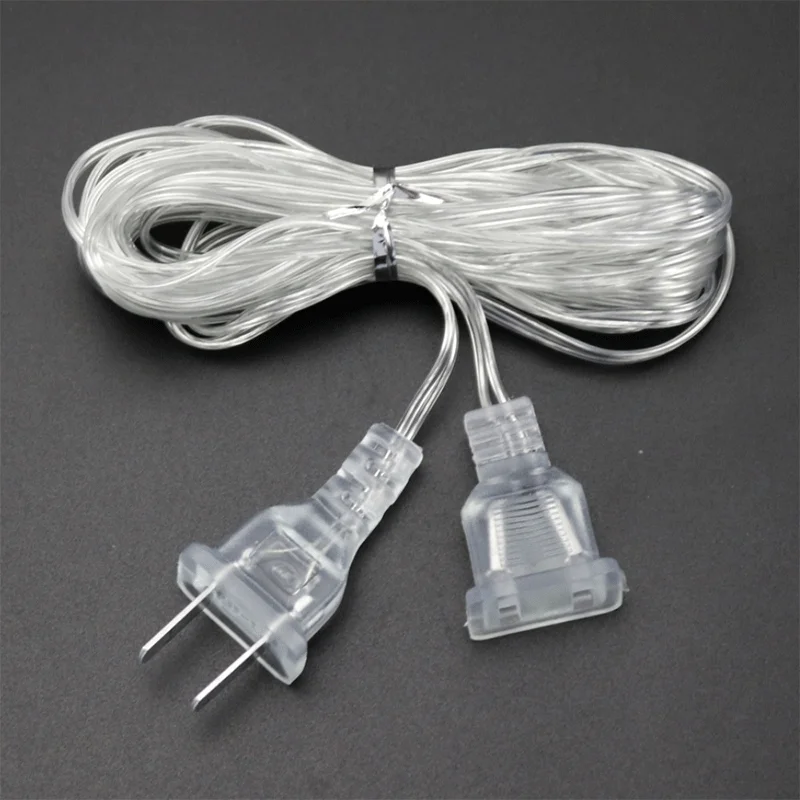 3M 5M Power led string light extender For EU / US Plug LED Holiday Light String Extension Standard Switch Cable Christmas Curtain Light