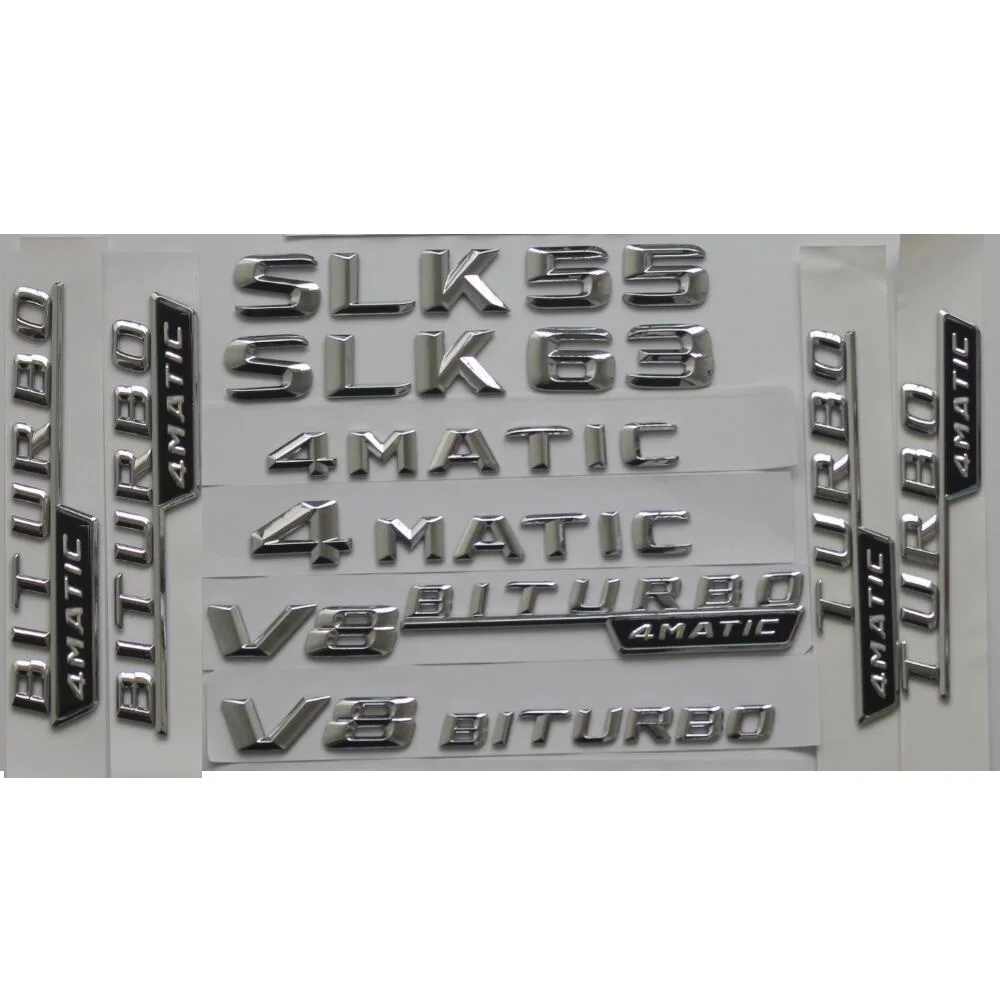 메르세데스 벤츠 SLK32 SLK55 AMG SLK200 SLK230 SLK250 SLK300 SLK320 SLK350 4MATIC CDI 용 크롬 트렁크 3D 문자 배지 엠블럼