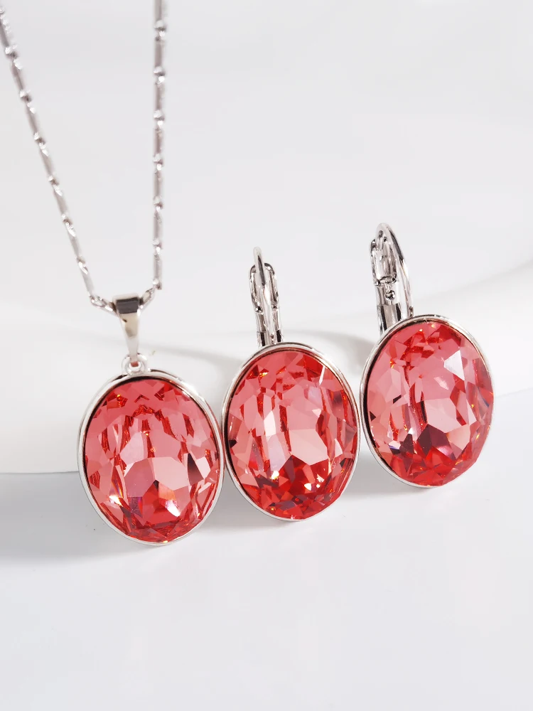 

Элегантные женские серьги и ожерелья, сделаны из австрийских кристаллов, роскошная бижутерия, новые трендовые висячие серьги и ожерелья