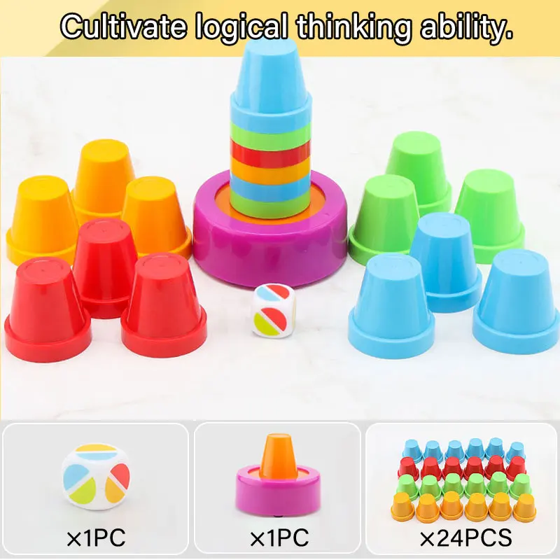 Montessori Color Matching Stacking Cup Kids Toys Sensory Play Logical Thinking Training Board Game Educational Toys For Children 3