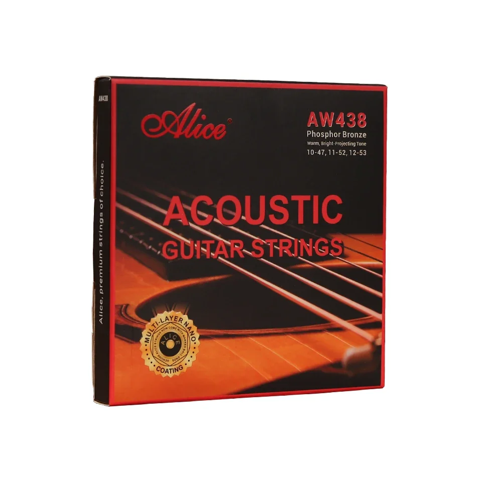 Alice AW438 Acoustic Guitar String Muti-Layer Nano Coating Phosphor Bronze Folk Guitar Strings 10-47,11-52,12-53