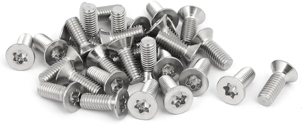 

Kidisoii M6x16mm 304 Stainless Steel Flat Countersunk Head Torx Screws Silver Tone 30pcs