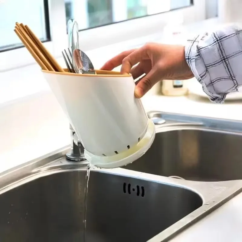 Space Saving Chopstick Holder Detachable Drainage Hole with Tray Kitchen Tableware Storage Rack Organizer Home Countertop Use