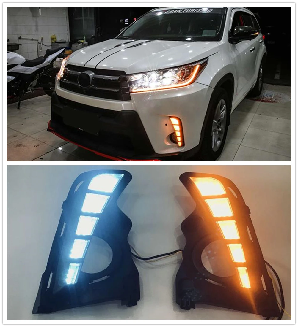 

LED Daytime Running Day Light For Toyota Highlander 2018.2-2020 Car Front Bumper Air Vent Fog Lamp Turn Signal Indicator Bulb