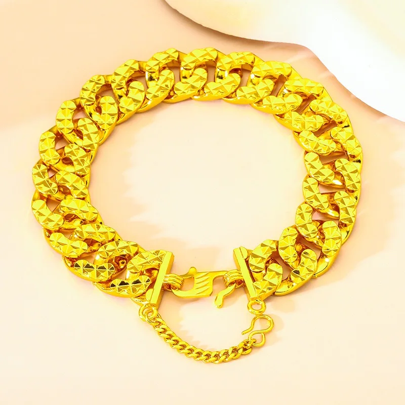 Popular 9999 Pure 24K Real Gold Jewelry Men and Women Classic Gold Bracelet Luxury Gold Jewelry Gift Bracelet