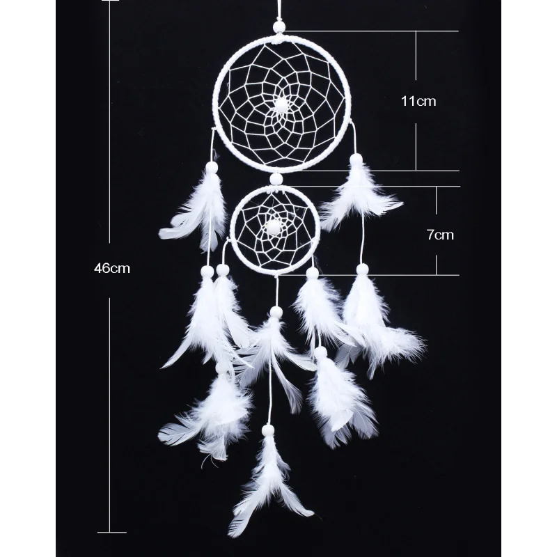 White Second Ring Dreamcatcher Home Hanging Wedding Celebration Decoration Feather Handicraft Wind Chimes Pendant Gift 6