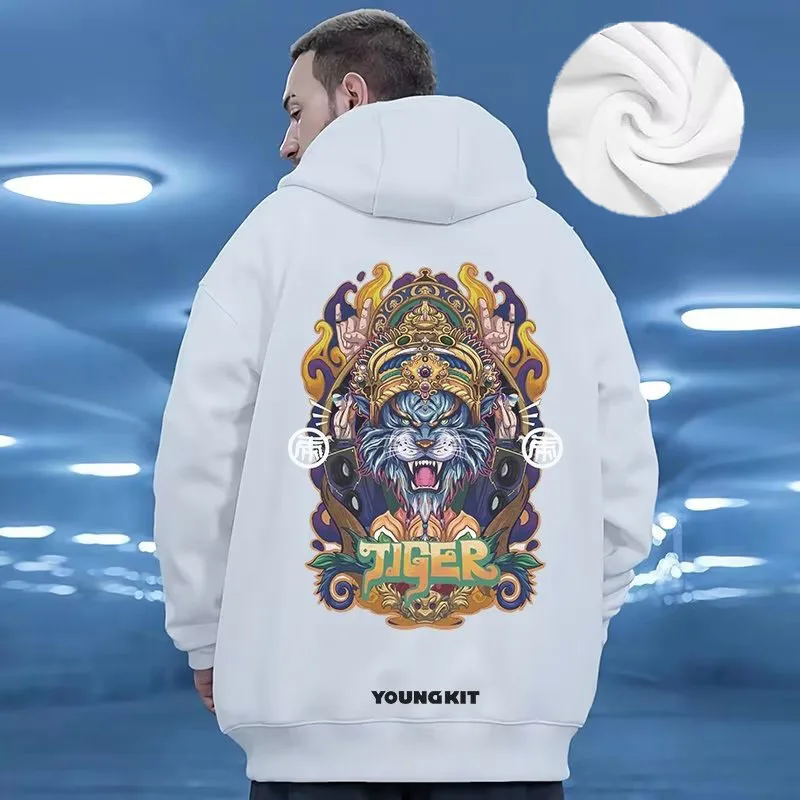 Hooded Sweater Men's Trendy Brand Large Size M-8XL Men's Autumn And Winter Style Plush And Thick Fat Hip-hop Pullover Jacket