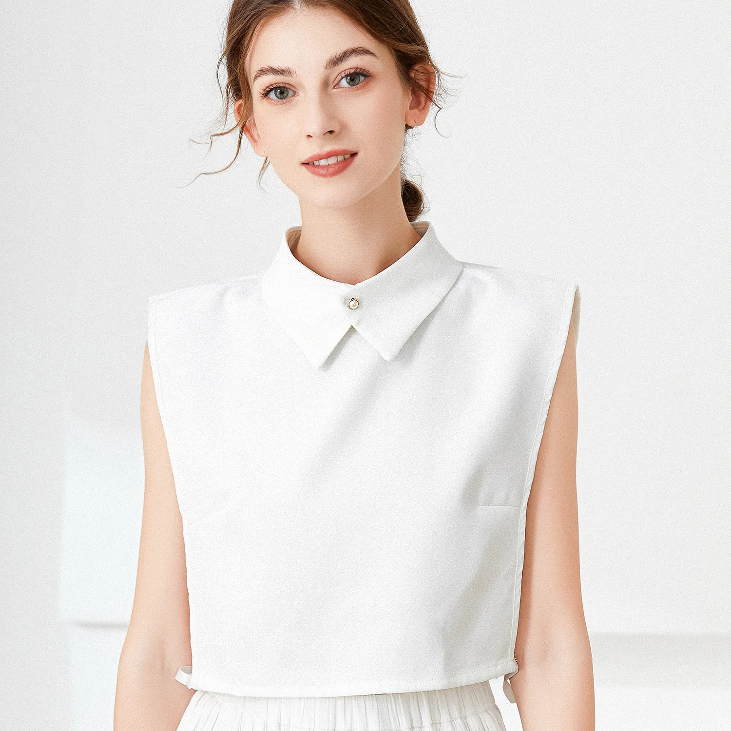 

Женская Осенняя блузка с ложным воротником для девушек с лацканами Топы Поддельный Воротник блузка полурубашки чокер ожерелье свитер воротники