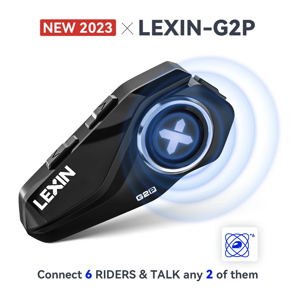 

2023 New Lexin G2P Motorcycle Intercom Helmet Bluetooth Headsets,Handsfree Communicator Up to 6 Riders Interphone with FM Radio