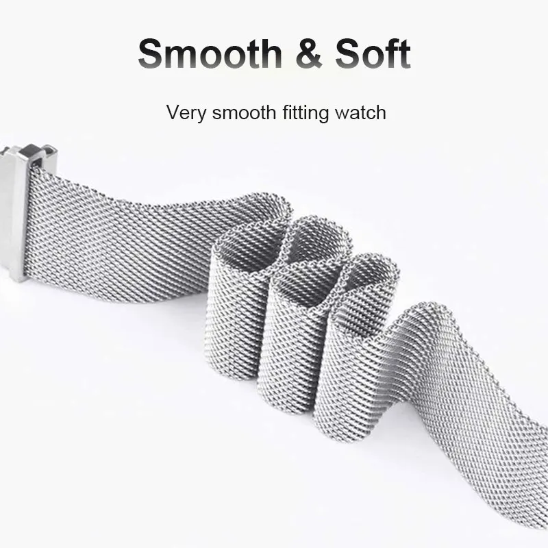 Milanese Magnetic Loop Metal Strap with Soft TPU Case and Screen Protector
